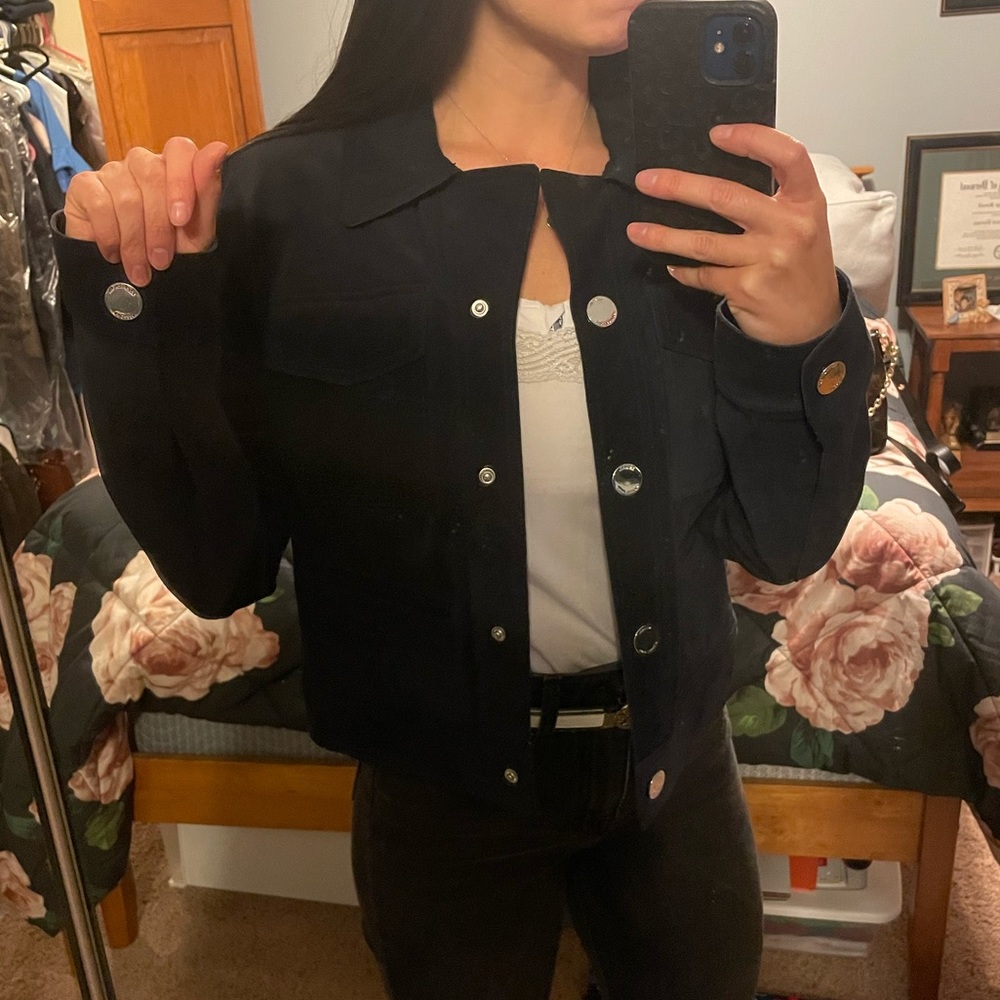 Michael Kors navy Italian cow leather jacket - Picture 8 of 16